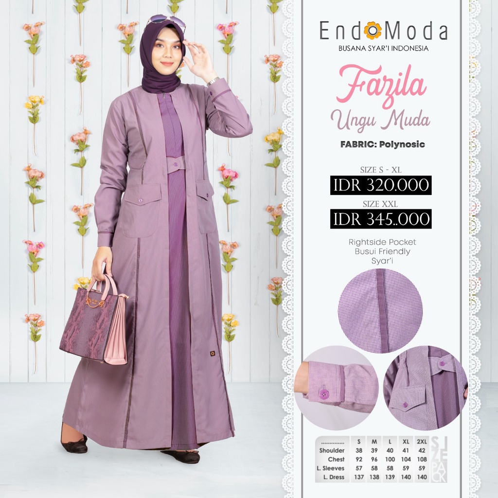 [READY SIAP KIRIM] Gamis Dewasa FAZILA Dress Ori By ENDOMODA Gamis Dewasa Murah