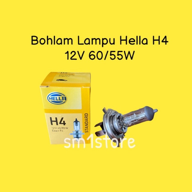 Bohlam Lampu Halogen Depan H4 Hella 12V 60/55 100/90