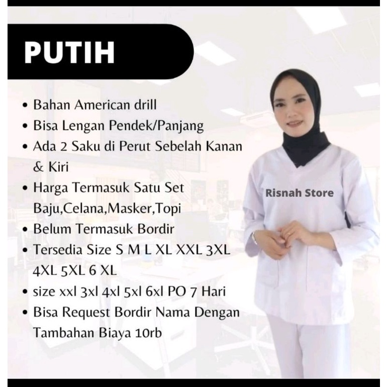 baju jaga perawat medis lengan panjang bahan american drill baju ok scrub dokter perawat medis baju operasi  bukan toyobo s m l xl xxl 3l 4l 5l baju ok jumbo bisa cod