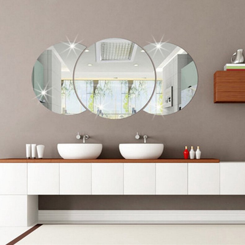 Sye Stiker  Dinding Desain  Lingkaran  Efek Cermin 3D Dapat 
