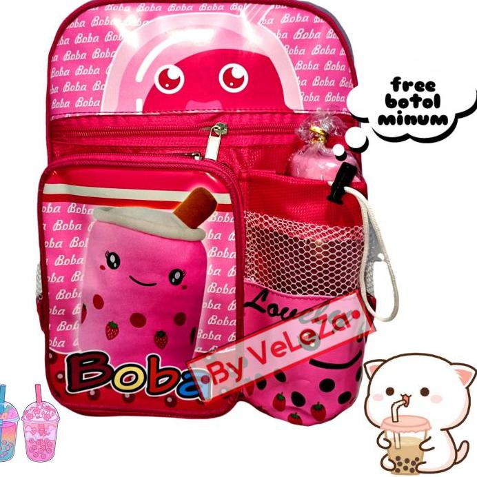 Model Baru Tas Boba tas ransel anak  karakter boba 3in1 - tas + waistbag + topi gratis botol minum -