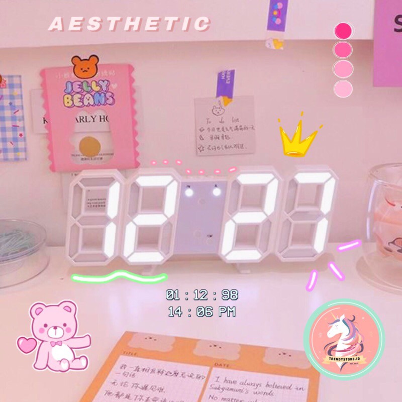 COD AESTHETIC ALARM DIGITAL CLOCK LED ANGKA PUTIH AESTETIK