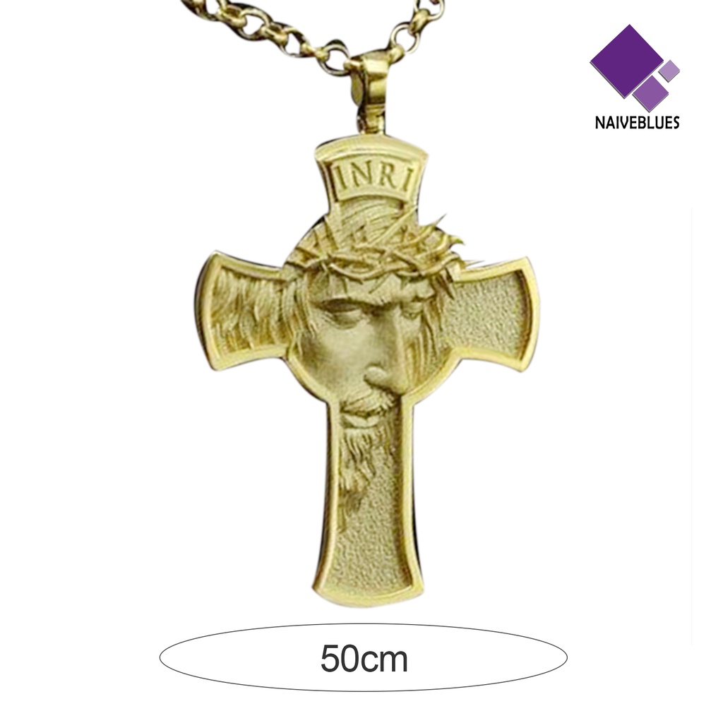 Kalung Liontin Salib Yesus Ukiran Untuk Pria