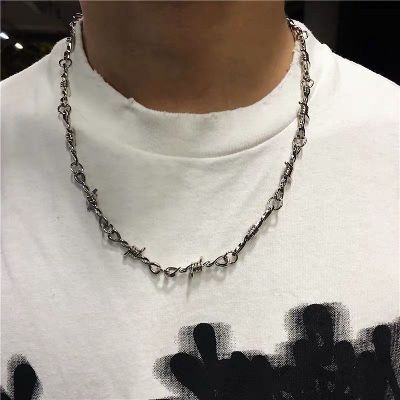 Kalung Duri Bahan Logam Gaya Retro Hip Hop Punk Tide