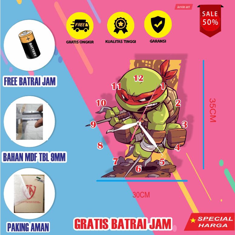 Jam Dinding Motif Kura Kura Ninja Turtles Karakter Terbaru 2022