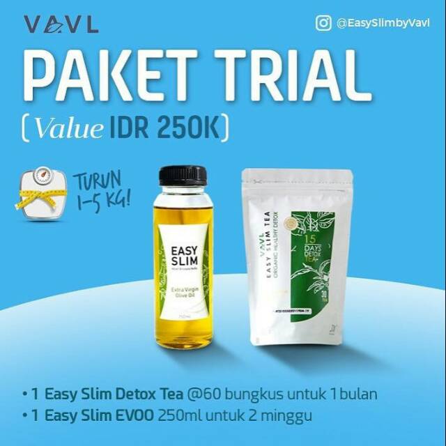 Paket Trial - Easy Slim by Vavl - Evoo dan Detox Tea