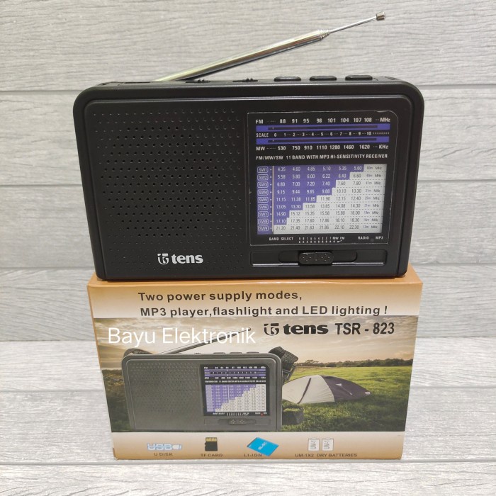 Radio Tens TSR-823 FM MW SW 11 Band AC/DC With Mp3 USB Micro SD Senter