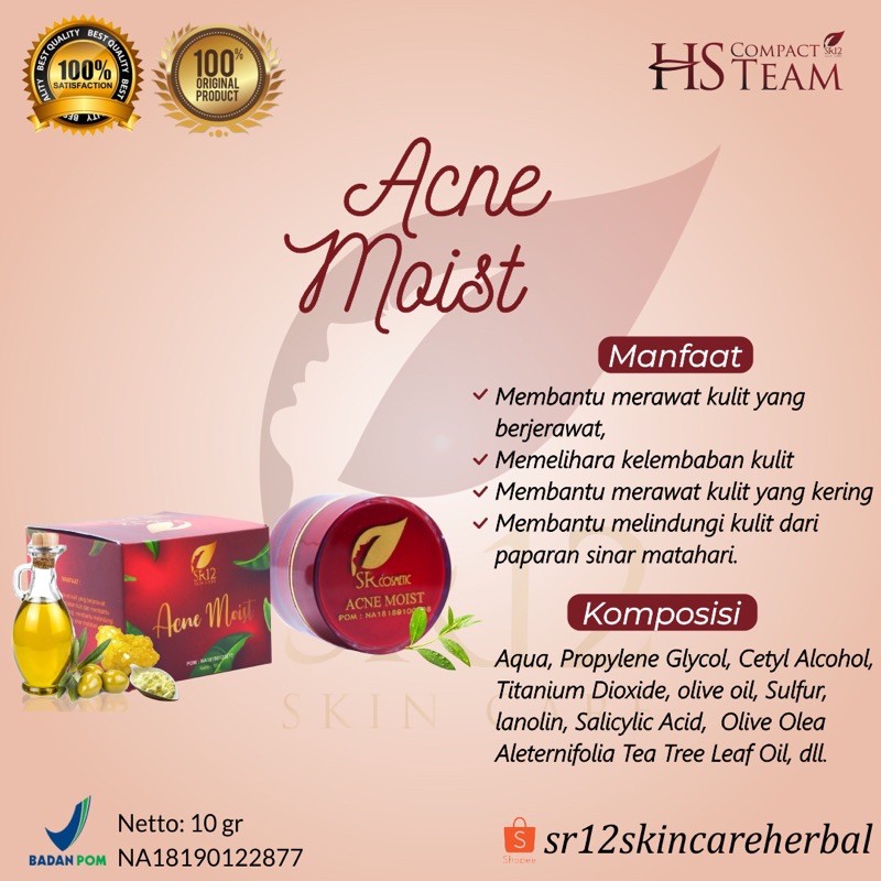 Acne Moist SR12 / Krim Penghilang Jerawat & Bekas Jerawat | Shopee ...