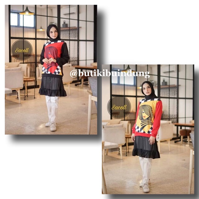 SACOLL TUNIK PRINTED ATASAN MUSLIM CANTIK PREMIUM