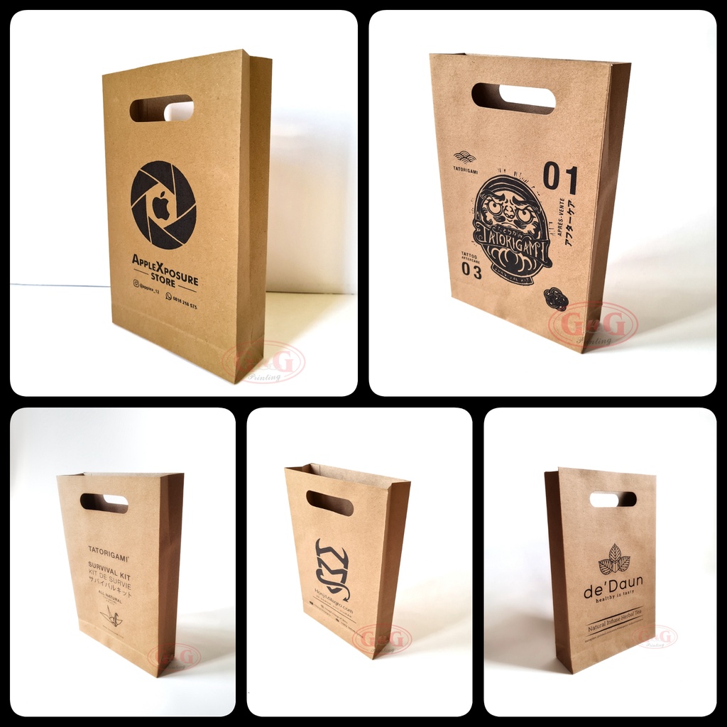 

Paper Bag Kraft Plong Custom Print / Paper Bag Sablon / Tas Kertas / Shopping Bag / 16x5x26