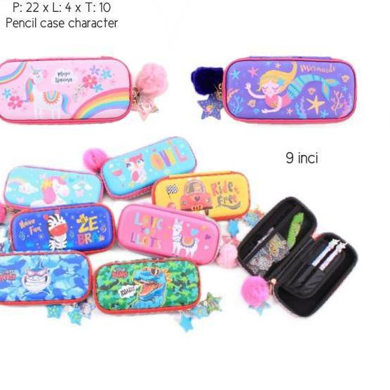 

Promo - PENCIL CASE KOTAK PENSIL KARAKTER MERMAID DINO SHARK UNICORN PC 9080