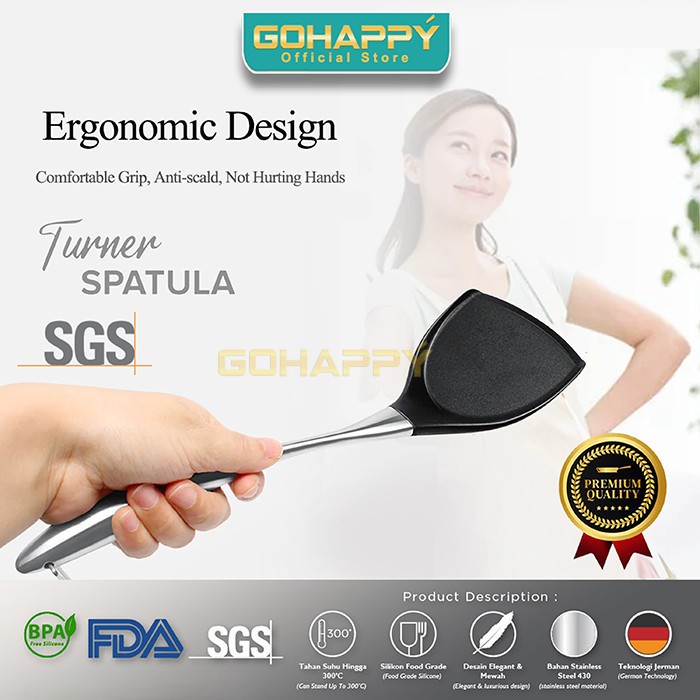 SPATULA SILICONE Berkualitas Sutil turner silicon PENJEPIT TONG silikon anti gores skimme  Soup