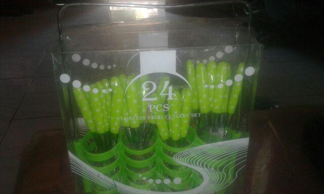 Sendok Garpu Pisau Stainless Polkadot Cantik Cutlery Set 24pcs