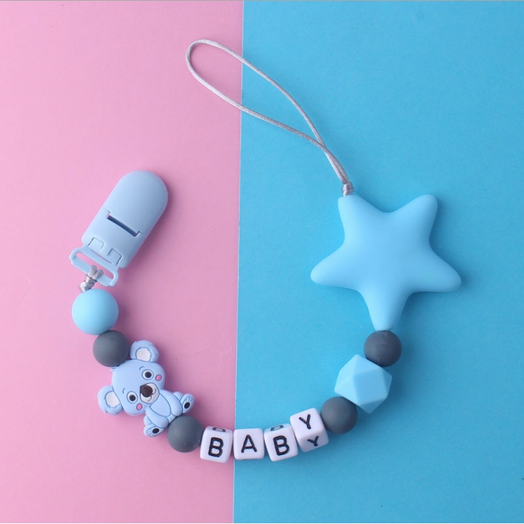 PC 4 | TALI EMPENG DAN TEETHER BISA CUSTOM NAMA | PACIFIER CLIP | TEETHER TALI DOT EMPENG CHAIN GANTUNGAN BAHAN SILIKON AMAN BPA FREE | RUZAIN MALL
