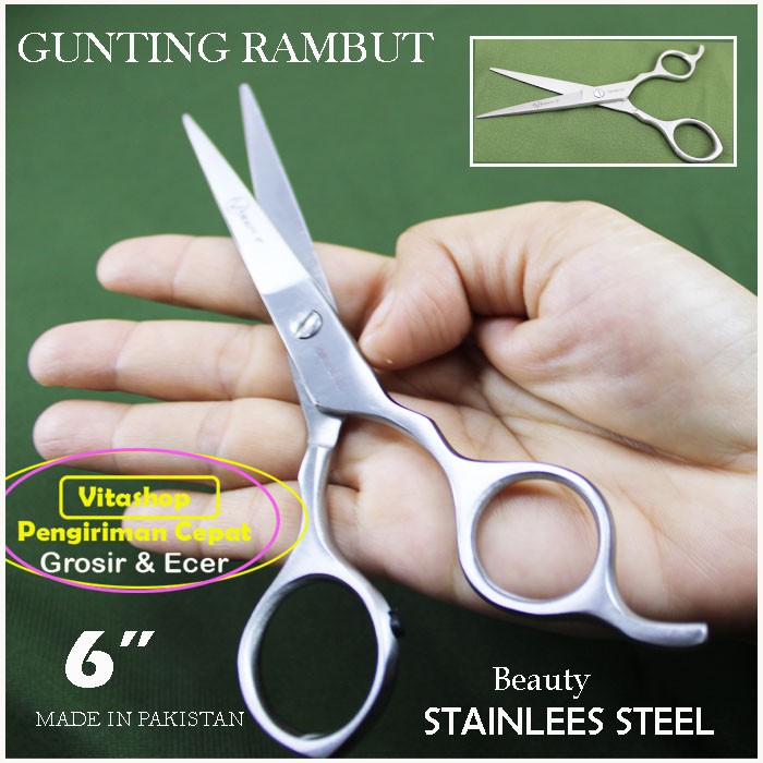 GUNTING RAMBUT HAND MADE BEAUTY 6 IN / GUNTING POTONG RAMBUT DAN SALON STEANLES STEEL