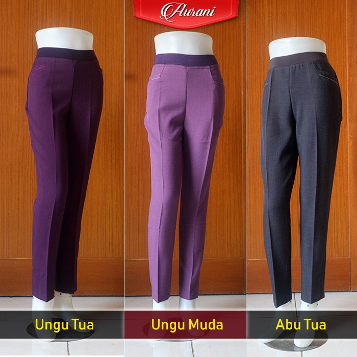 Celana Bahan Wanita Size XXL | Celana Wanita Pinggang Karet  | Celana Kerja Syakira Karet