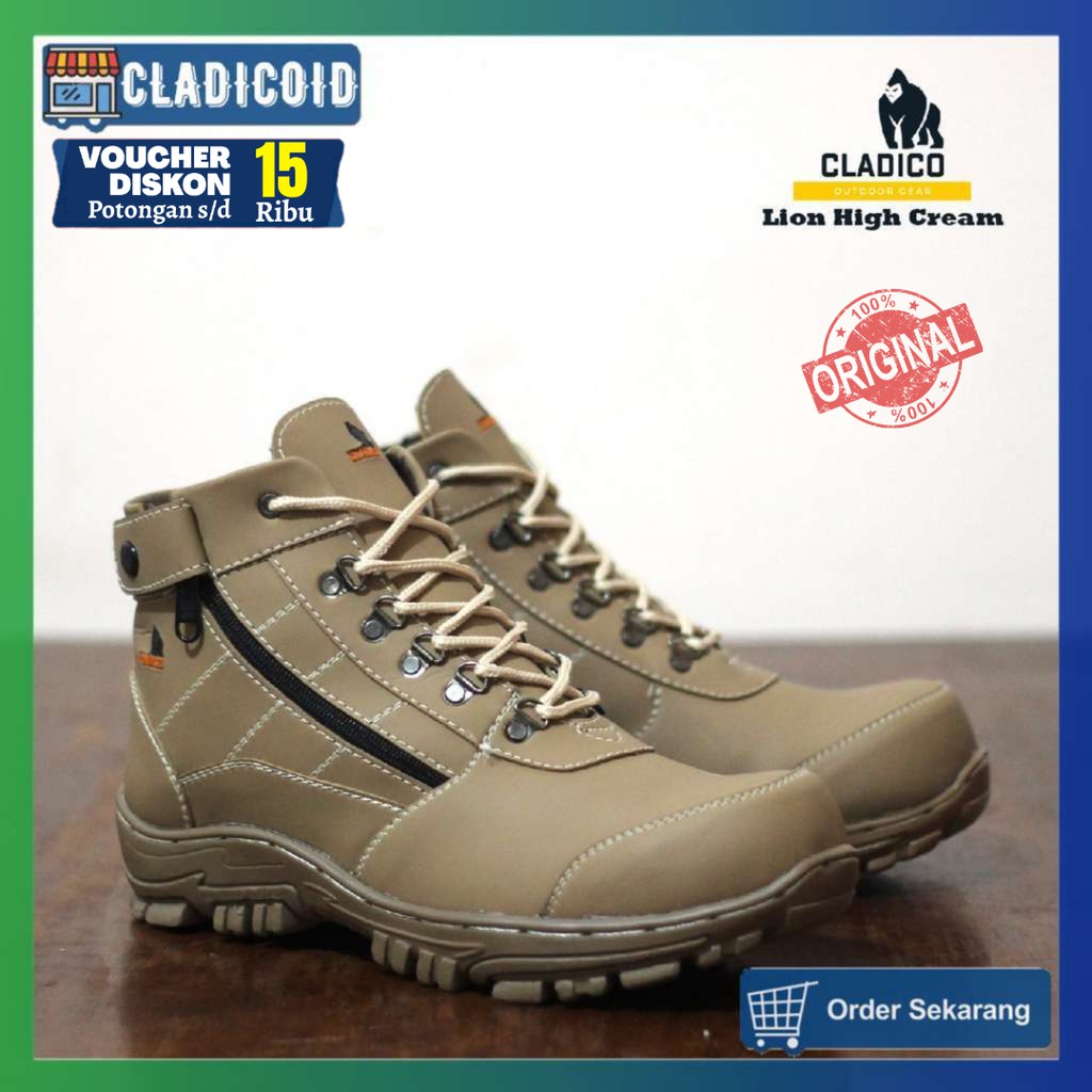 SEPATU SAFETY PRIA UJUNG BESI ORIGINAL CLADICO LION HIGH LION TINGGI OUTDOOR KERJA LAPANGAN