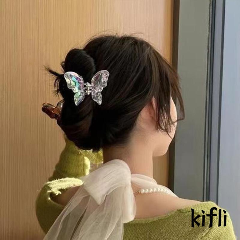 Jepit Rambut,Bentuk Kupu-Kupu,Tiga Dimensi Warna Transparan,Untuk Perempuan