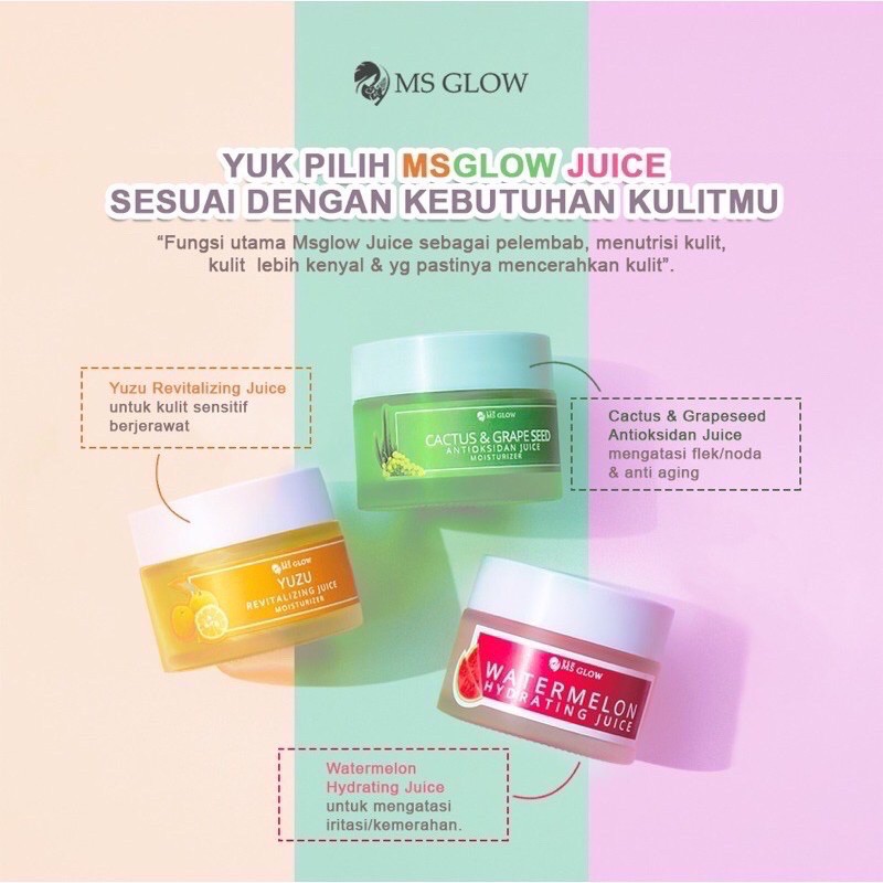 Terlaris Hydrating Juice MS Glow Moisturizer/Yuzu/Cactus&amp;grape/water melon/revitalizing juice