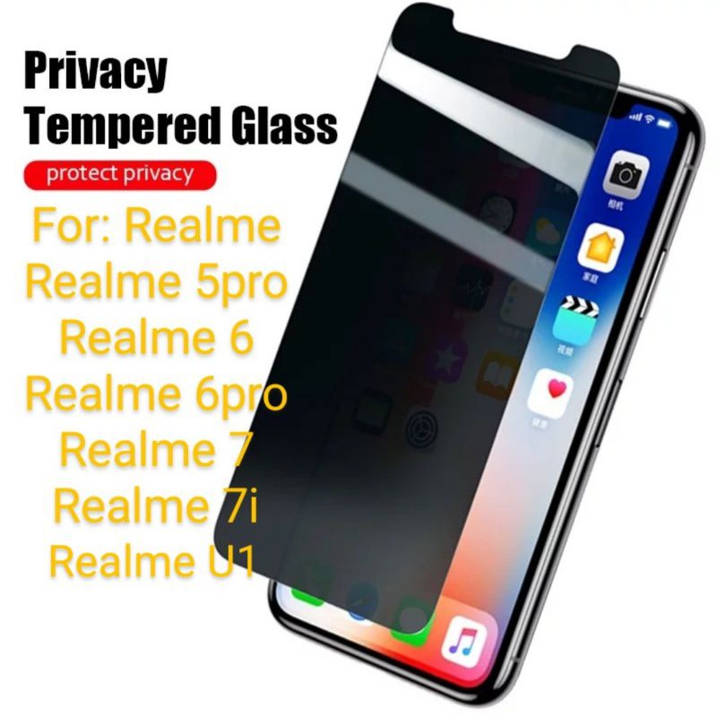 Realme 5Pro 6 Pro 7 7i U1 Antigores Tempered Glass Spy TG Screen Guard protector privacy