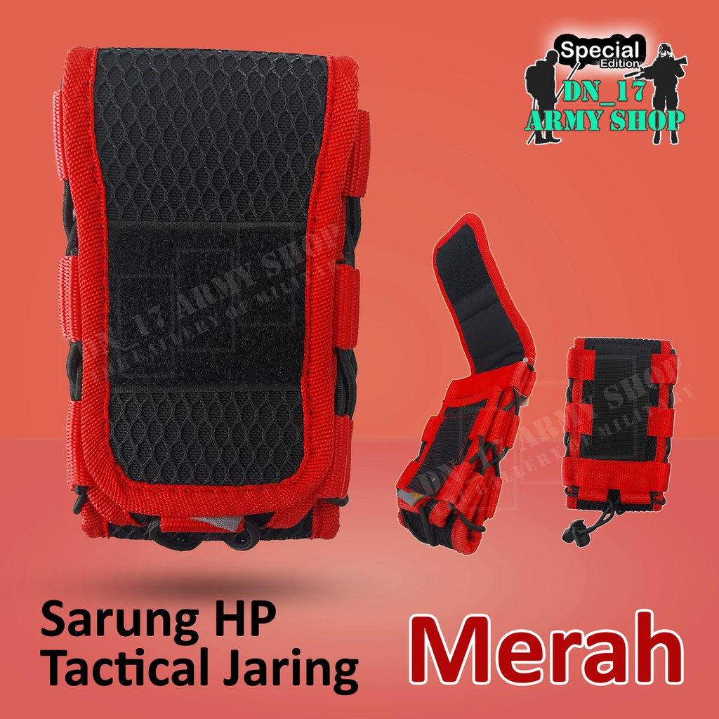 Sarung HP RN Tactical Jaring Hitam,Biru,Merah,Orange,Gurun/Krem Premium Cordura