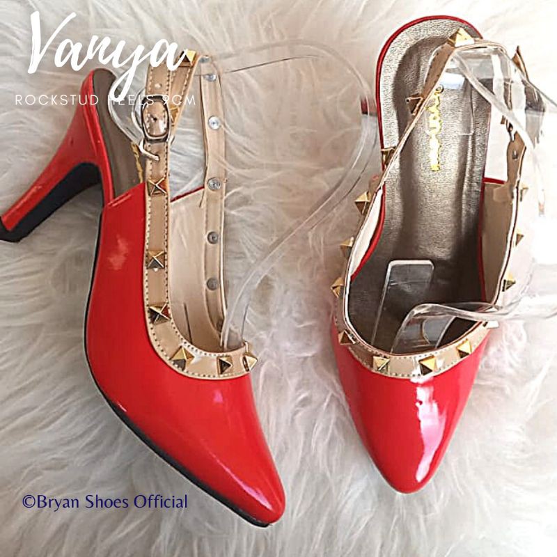 Bryan Vanya Heels Tali Slingback Pesta Rockstude 5cm 9cm Mules Jumbo Bigsize Oversize 36-40 41 42 43