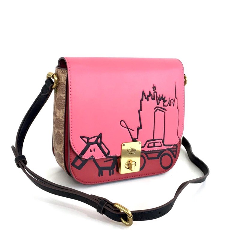 CH Hutton Saddle Bag In Signature Canvas Abstract