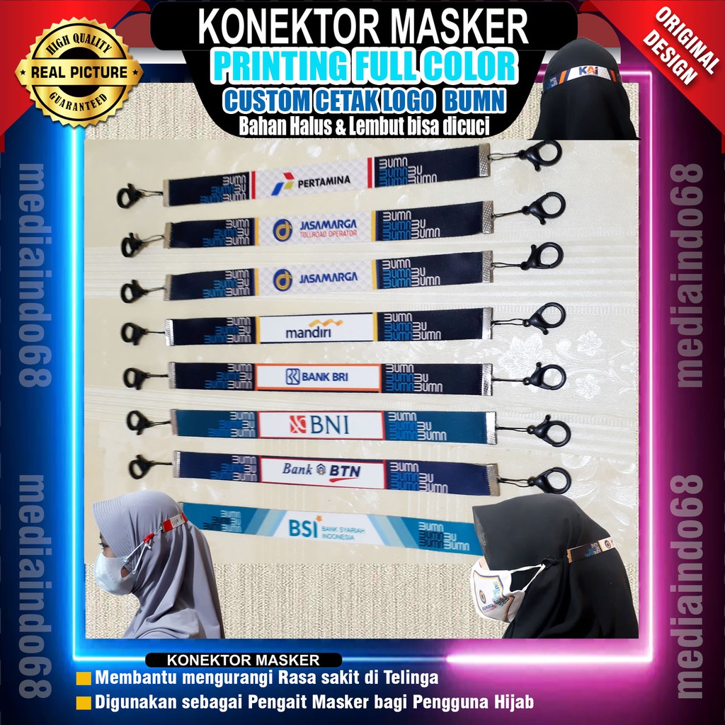 Tali Konektor Masker Printing Full Color BUMN (Ready Stock)