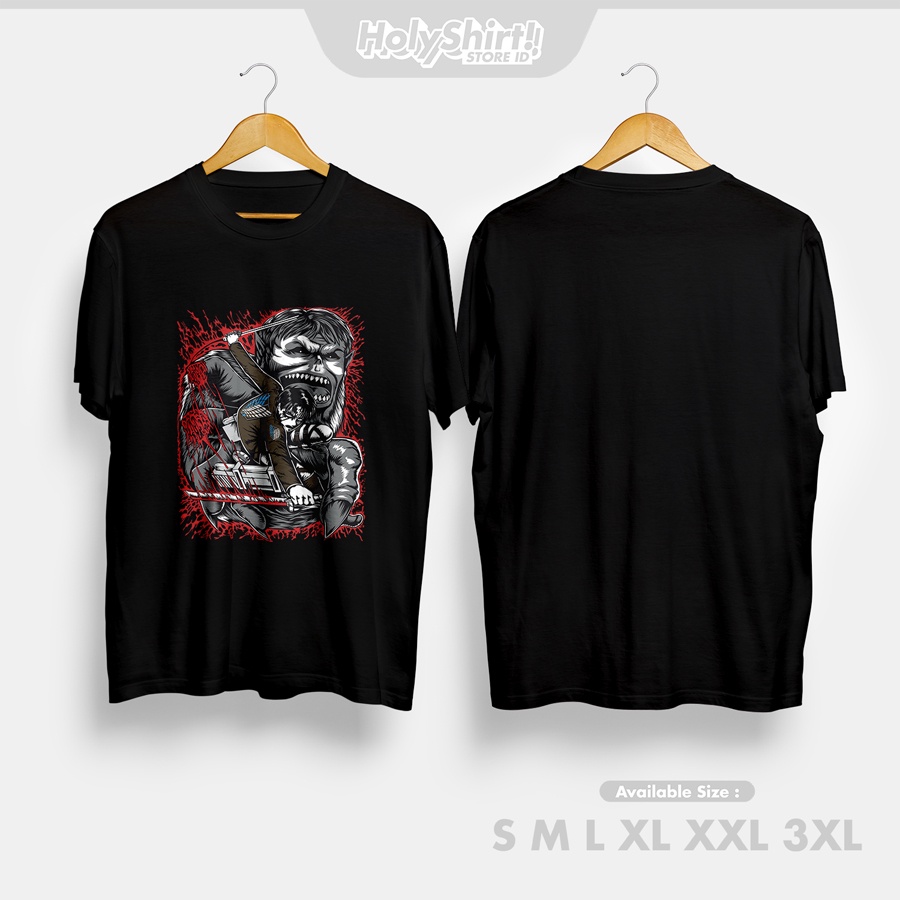 Kaos Baju Anime Attack On Titan SNK Levi Ackerman vs Beast Titan Kaos Anime
