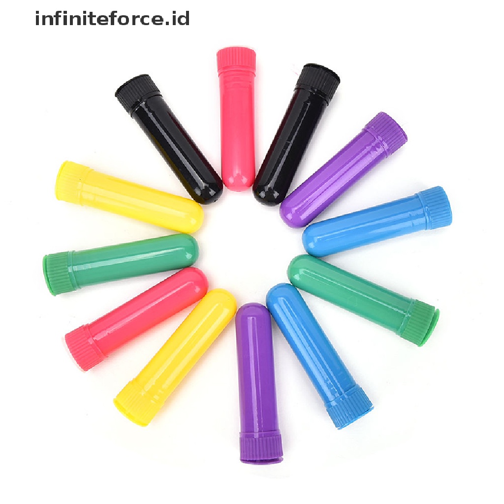 Infiniteforce.id 10pcs Tabung inhaler Kosong Multi Warna Holder Minyak Esensial / Hidung