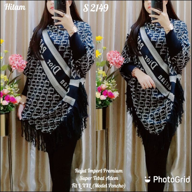 New Atasan Rajut Poncho Import Wanita Baju Pakaian Cewe Ponco Rawis Jumbo Premium Kekinian Korea Sty