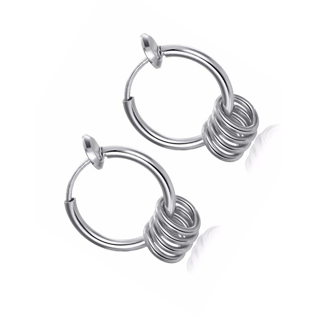 LRC Anting Jepit Fashion Stainless Steel Non-open Pattern Earrings F66615