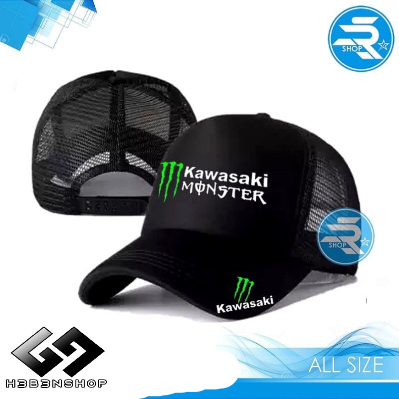 TOPI JARING TRUCKER RACING KAWASAKI TOPI RACING BALAP MOTOR MOTOGP - HEBENSHOP