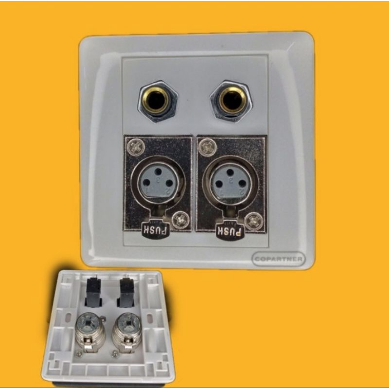 Faceplate Wallplate 2 xlr Female 3 pin + 2 akai mic 6,35mm Female