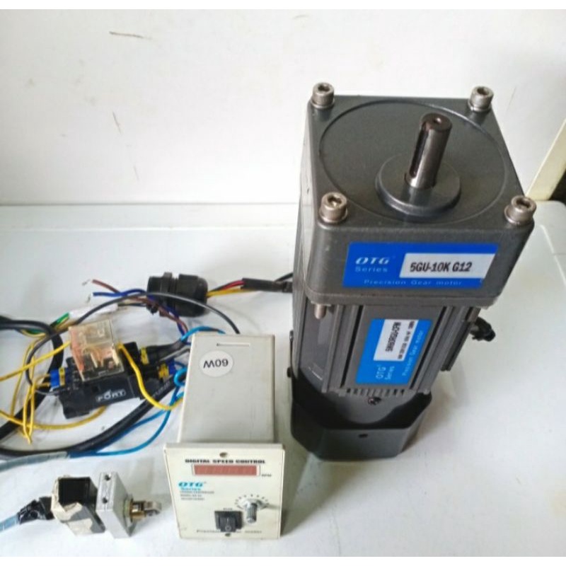 Ac Motor Gearbox 220V 60W Ratio 1:10 lengkap Sama Speed Controller