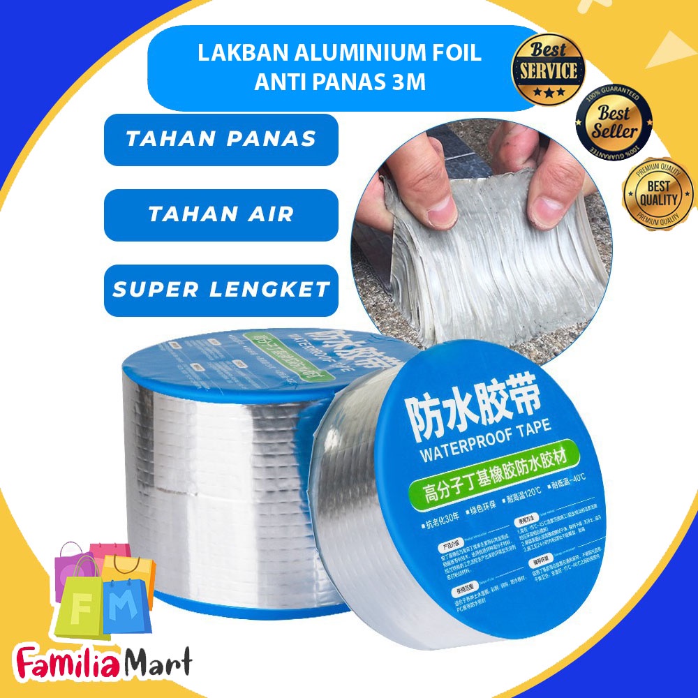 Lakban Tambal Anti Bocor Panas Isolasi Aluminium Foil Tape Lem Kuat 3M - 3 Meter