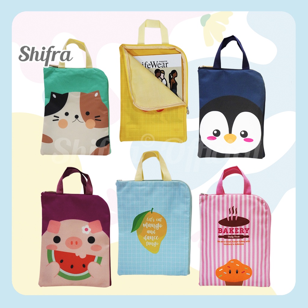 Shifra Tas Tablet Ipad Handbag Laptop Mini Size Sampai 13 Inch Animal Food Food