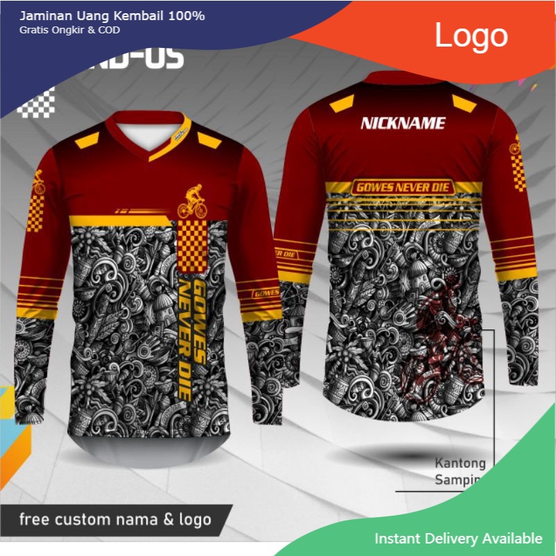 Baju jersey Gowes KANTONG SAMPING lengan panjang | baju sepeda pria