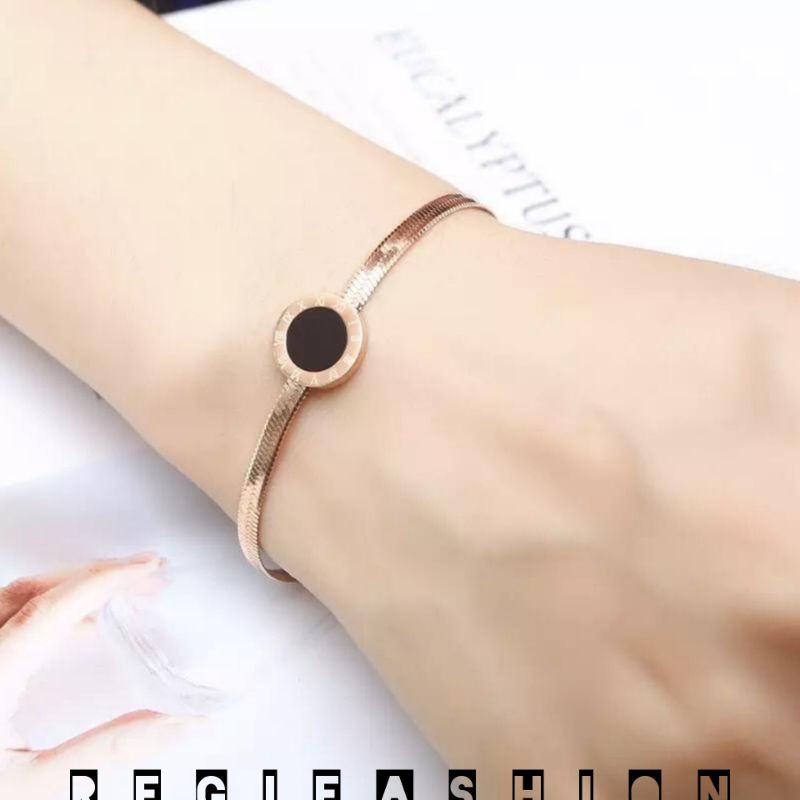 Gelang Wanita Titanium Bugari Rose Gold Anti Karat Tidak Luntur