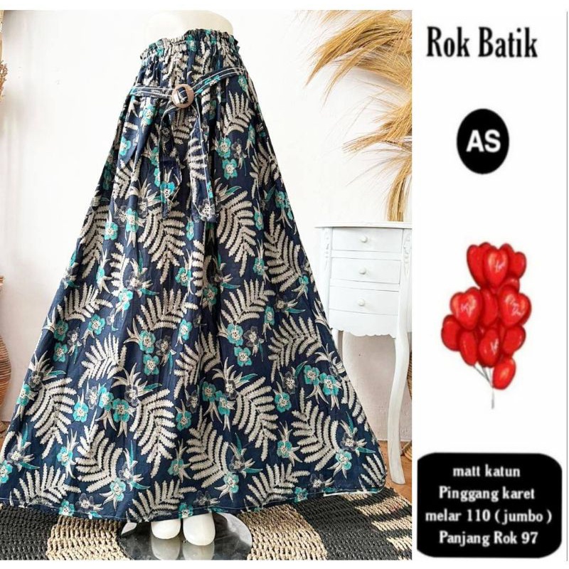 Rok Katun Motif Batik Wanita Remaja Dewasa Panjang Jumbo Fashion Muslim Kekinian Terbaru Pekalongan-23