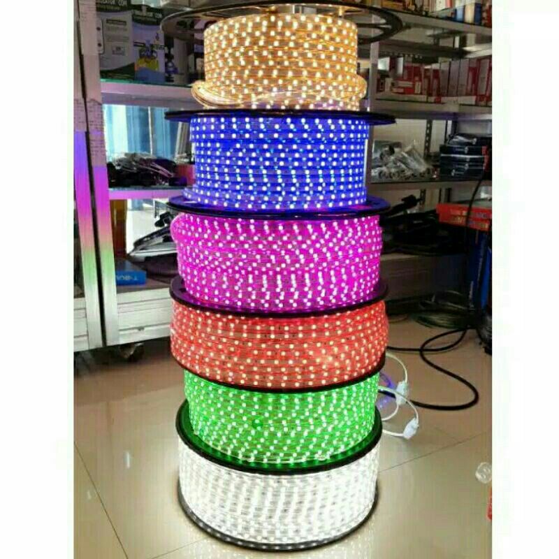 Lampu selang led strip 220 volt paket 12 meter lampu selang gipsum hias plafon