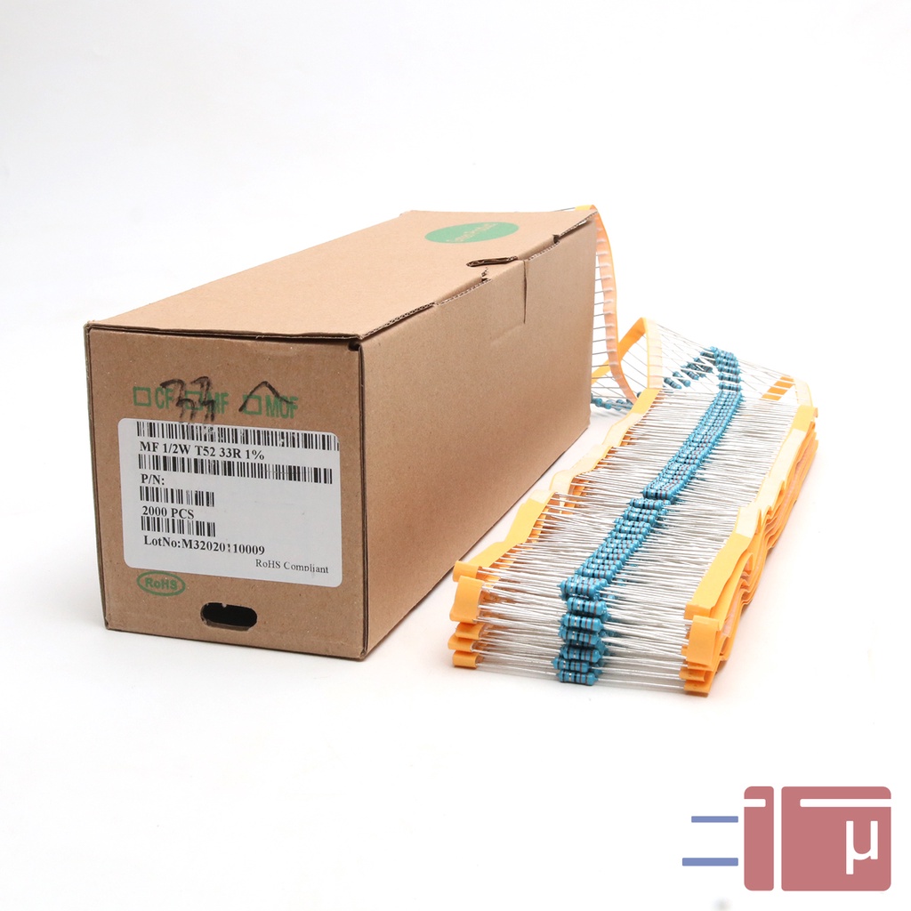 x10 Resistor 33R 33 Ohm 1/2W Metal Film 1% Taiwan Kaki Tembaga