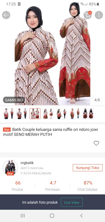 Batik Couple Keluarga Sania Ruffle Ori Ndoro Jowi Motif Seno Merah Putih