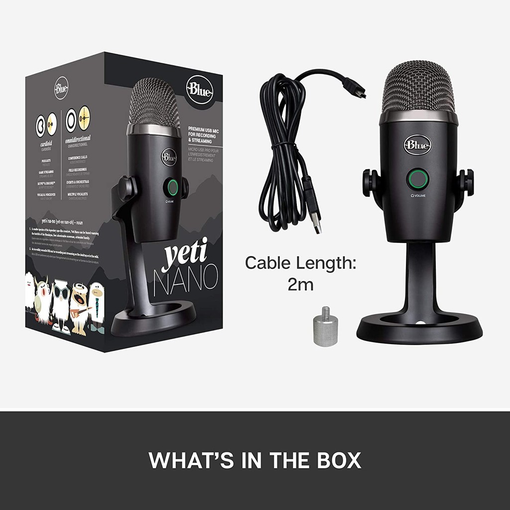 BLUE Microphones Yeti NANO - Premium USB Microphone - All Black - Mikrofon untuk Podcast &amp; Rekaman