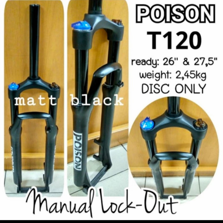 fork poison 27.5 Overzise coil Tv 120 manual lock matte Black
