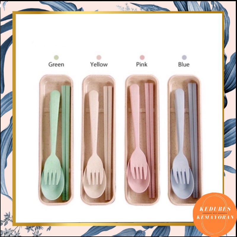 SENDOK DAN GARPU  SET MINI PORTABLE BAWAAN WAJIB TRAVELER GANDUM