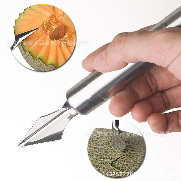 Fruit Baller Carving Scoop Sendok Ukir Buah 2 in 1 Stainless Steel