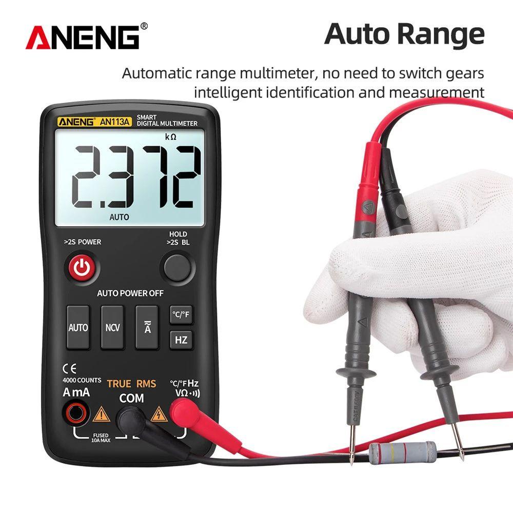 Solighter Digital Smart Multimeter ANENG AN113A 4000menghitungan True RMS AC/DC Transistor Pengukur Tegangan