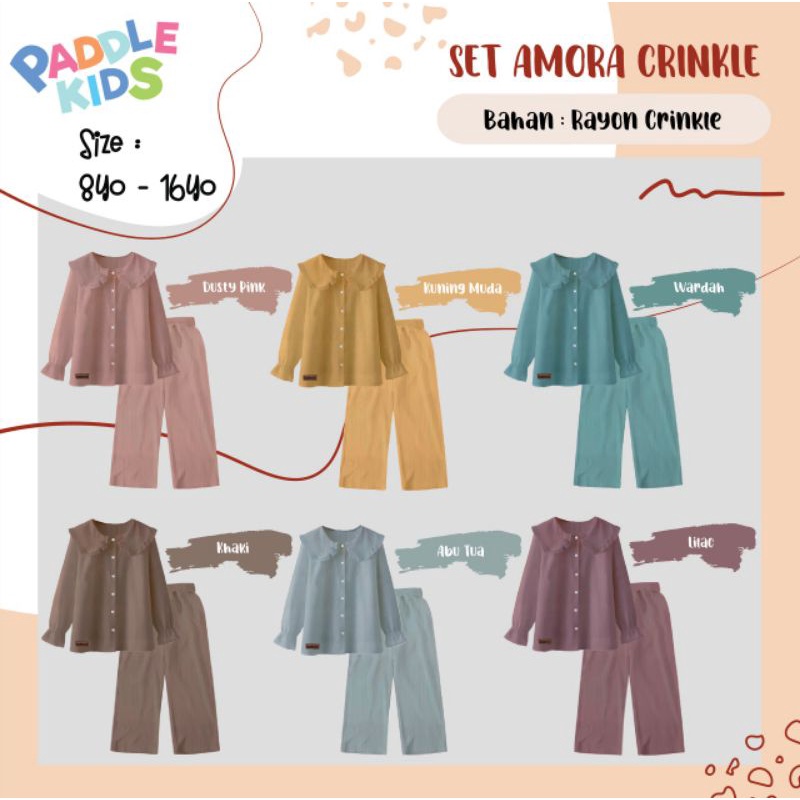 SET AMORA CRINKLE PADDLEKIDS SIZE REMAJA / JUNIOR / setelan rayom crinckle by paddle kids