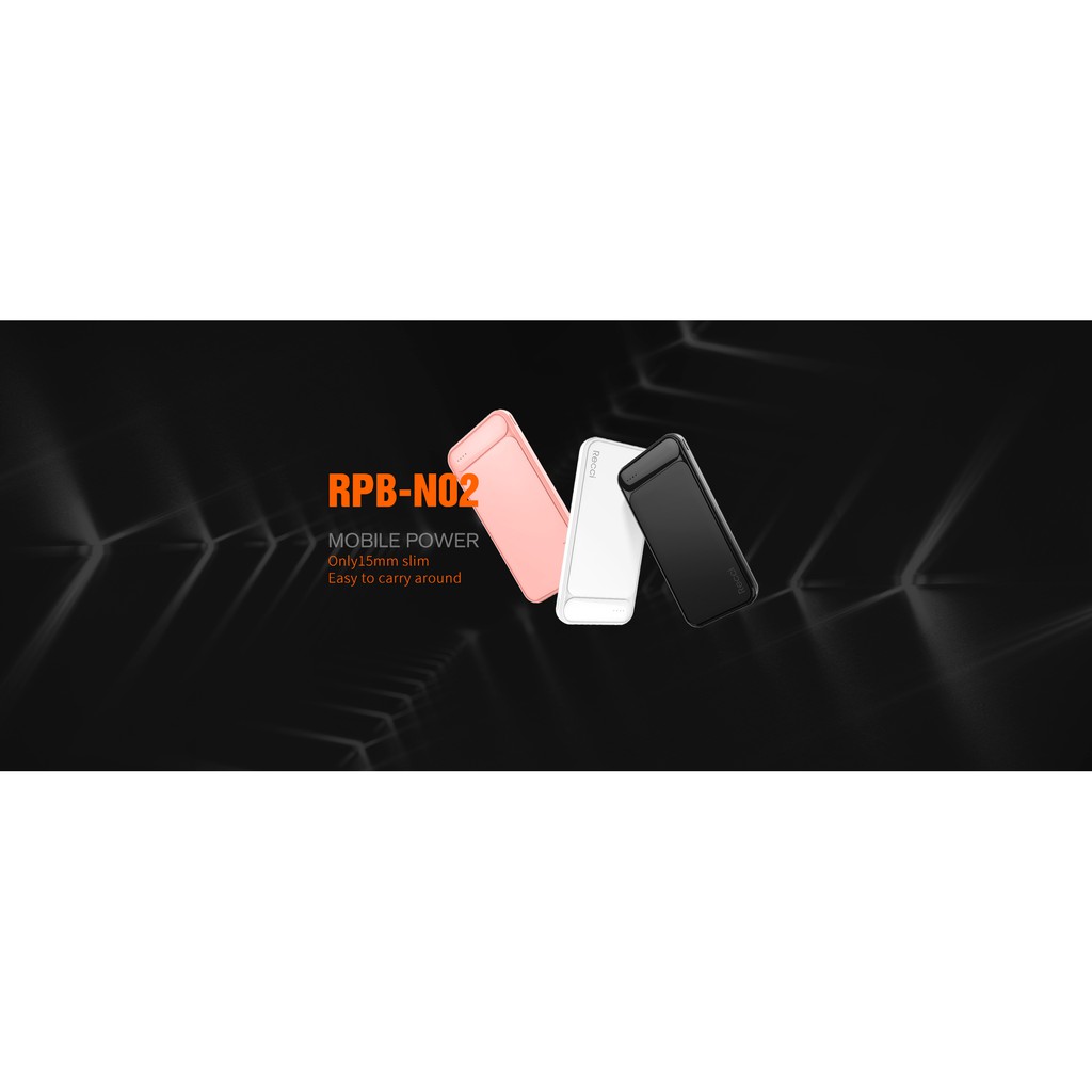 Powerbank Ultra Slim 10000mAh Pink/Putih/Hitam RECCI RPB-N02